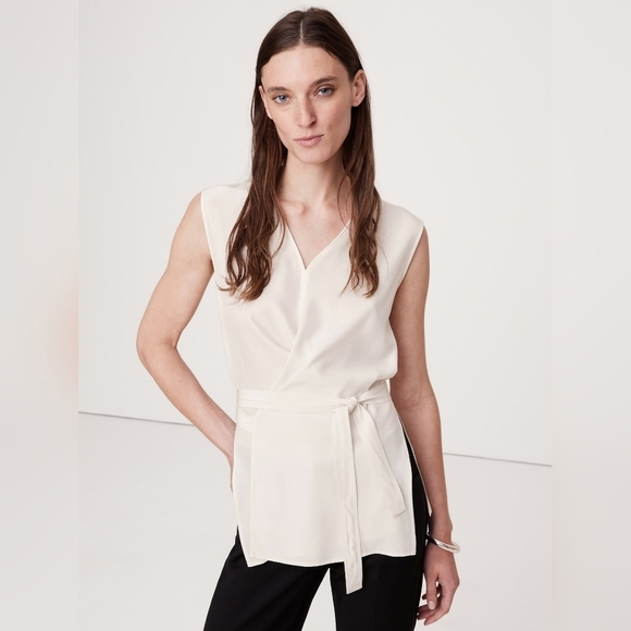 Banana Republic Tops - Banana Republic Silk Cream Wrap Top